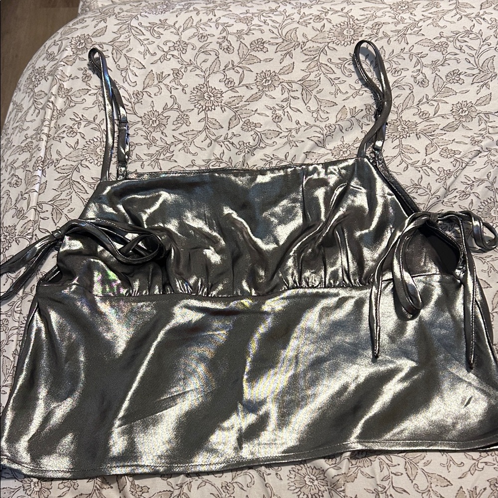 Wild Fable Silver Crop Top